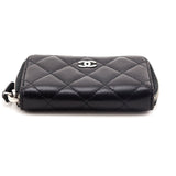 Chanel Black Quilted Lambskin Zip Around Coin Purse Wallet