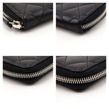 Chanel Black Quilted Lambskin Zip Around Coin Purse Wallet