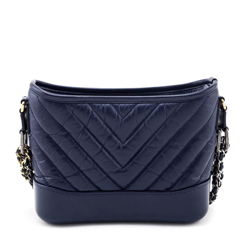 Chanel Navy Aged Calfskin Quilted Small Gabrielle Hobo