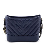 Chanel Navy Aged Calfskin Quilted Small Gabrielle Hobo