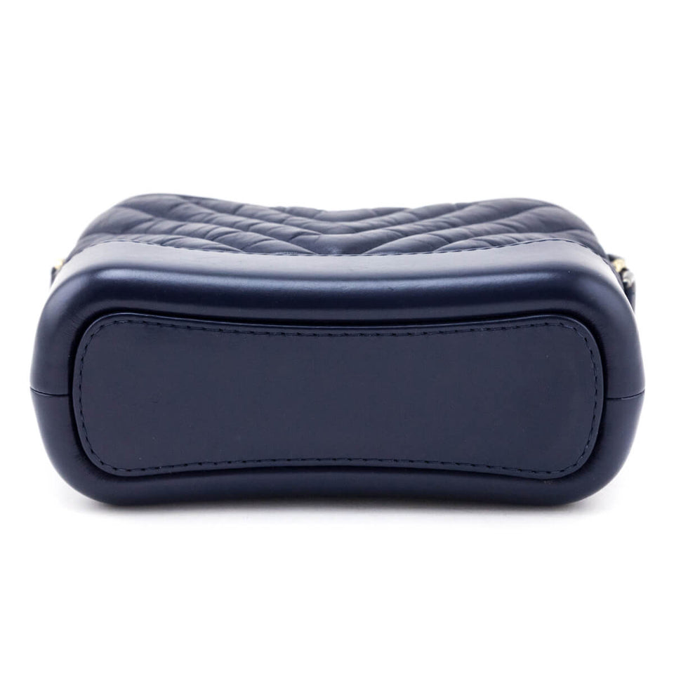 Chanel Navy Aged Calfskin Quilted Small Gabrielle Hobo