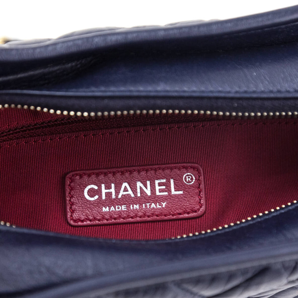 Chanel Navy Aged Calfskin Quilted Small Gabrielle Hobo