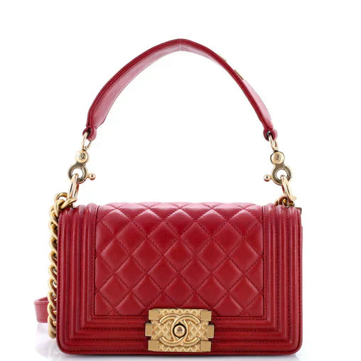 Chanel Top Handle Boy Bag Quilted Calfskin Small