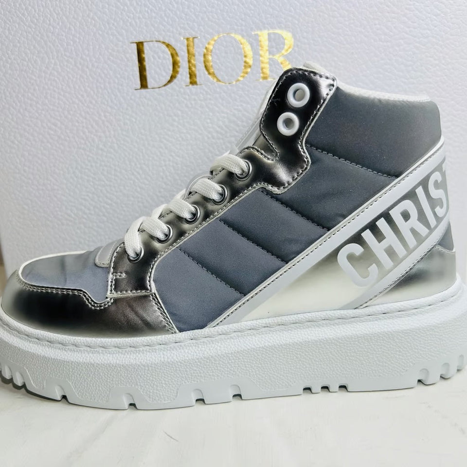 Christian Dior METALLIC HIGH-TOP D-PLAYER SNEAKERS