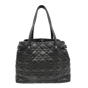 Christian Dior Panarea Quilted Cannage Rosato Canvas Tote Bag Black