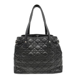 Christian Dior Panarea Quilted Cannage Rosato Canvas Tote Bag Black