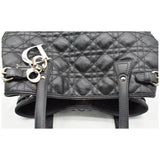 Christian Dior Panarea Quilted Cannage Rosato Canvas Tote Bag Black
