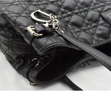 Christian Dior Panarea Quilted Cannage Rosato Canvas Tote Bag Black