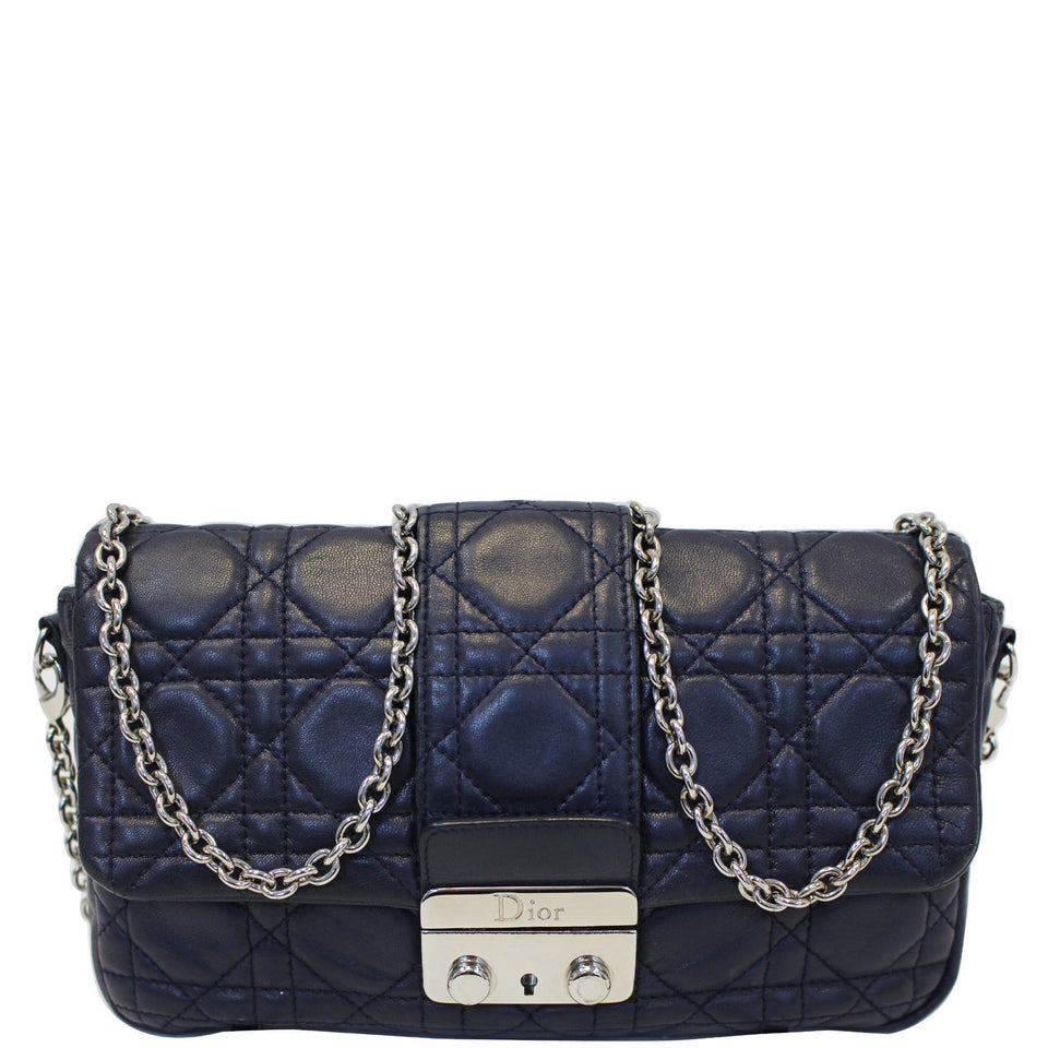 Christian Dior Miss Dior Cannage Quilted Leather Crossbody Bag Black