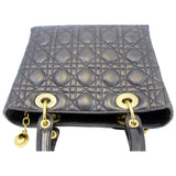 Christian Dior Mini Lady Dior Lambskin Cannage Satchel Bag Black