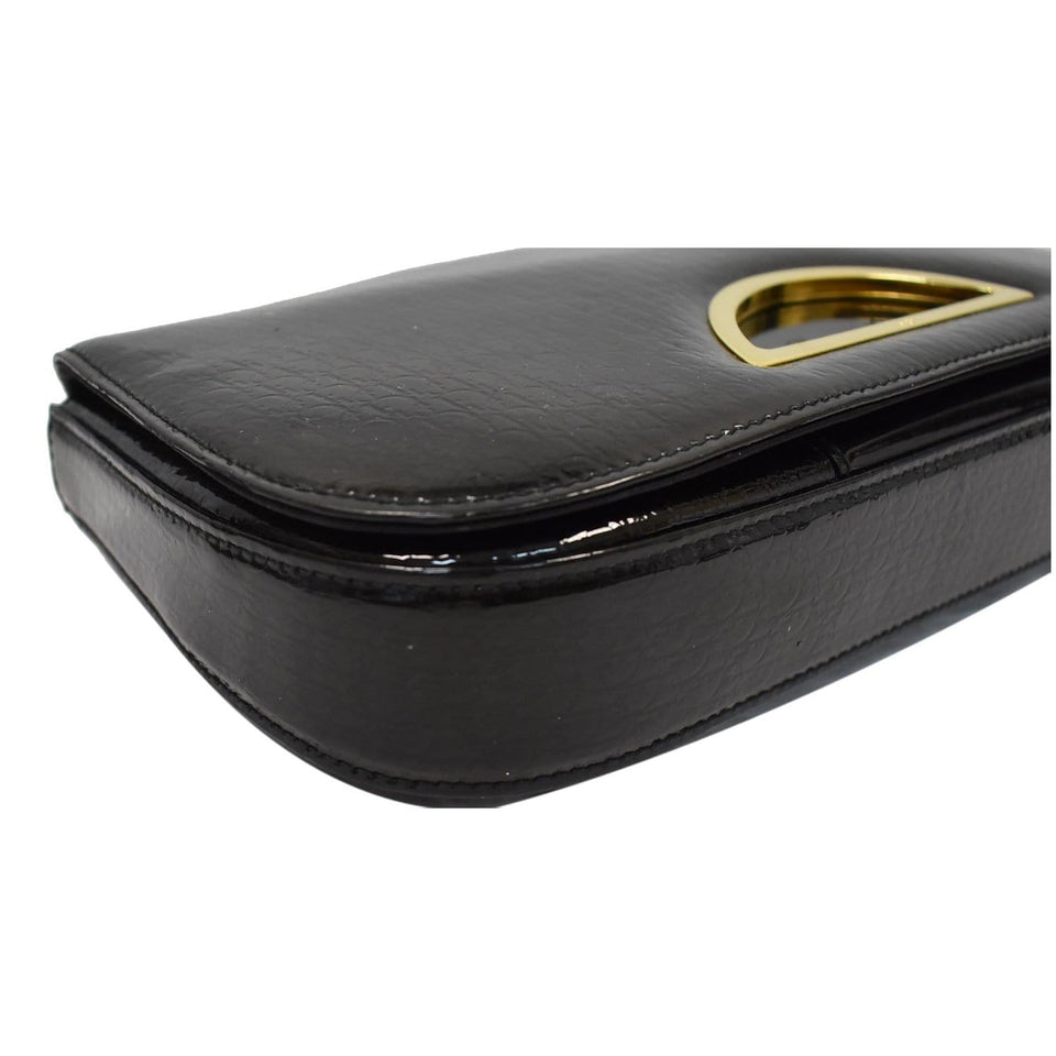 Christian Dior Maris Pearl Patent Monogram Shoulder Bag Black