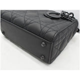 Christian Dior Mini Lady Dior Cannage Calfskin Leather Shoulder Bag Matte Black
