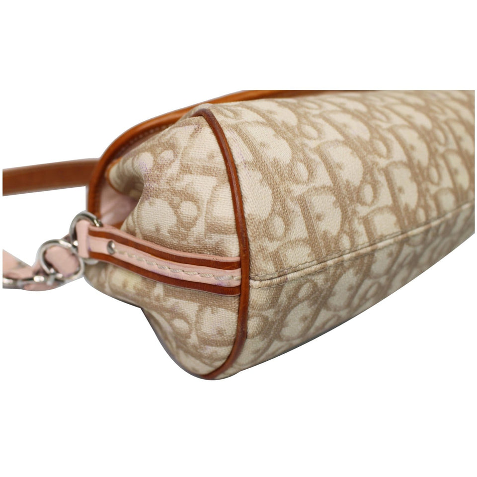 Christian Dior Trotter Romantique Heart Flap Canvas Shoulder Bag Pink