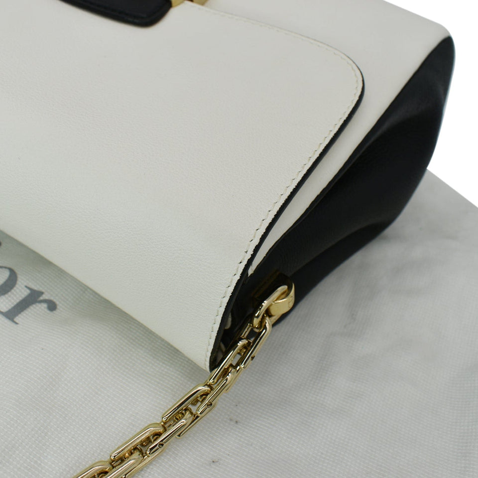 Christian Dior Diorling Medium Leather Shoulder Bag White/Black