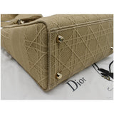 Christian Dior Medium Lady D-Lite Embroidered Canvas Shoulder Bag Beige