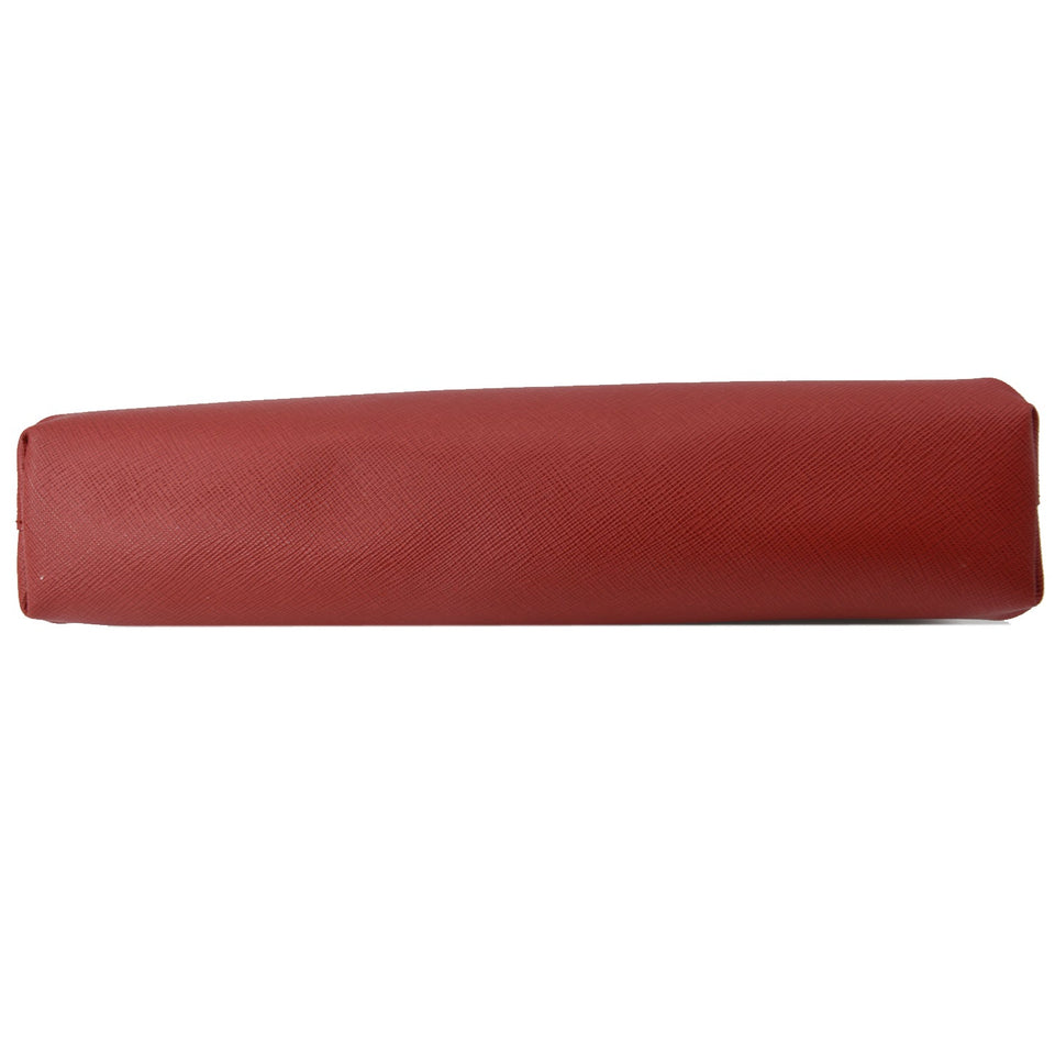 Prada East-West Frame Saffiano Leather Clutch Bag Red