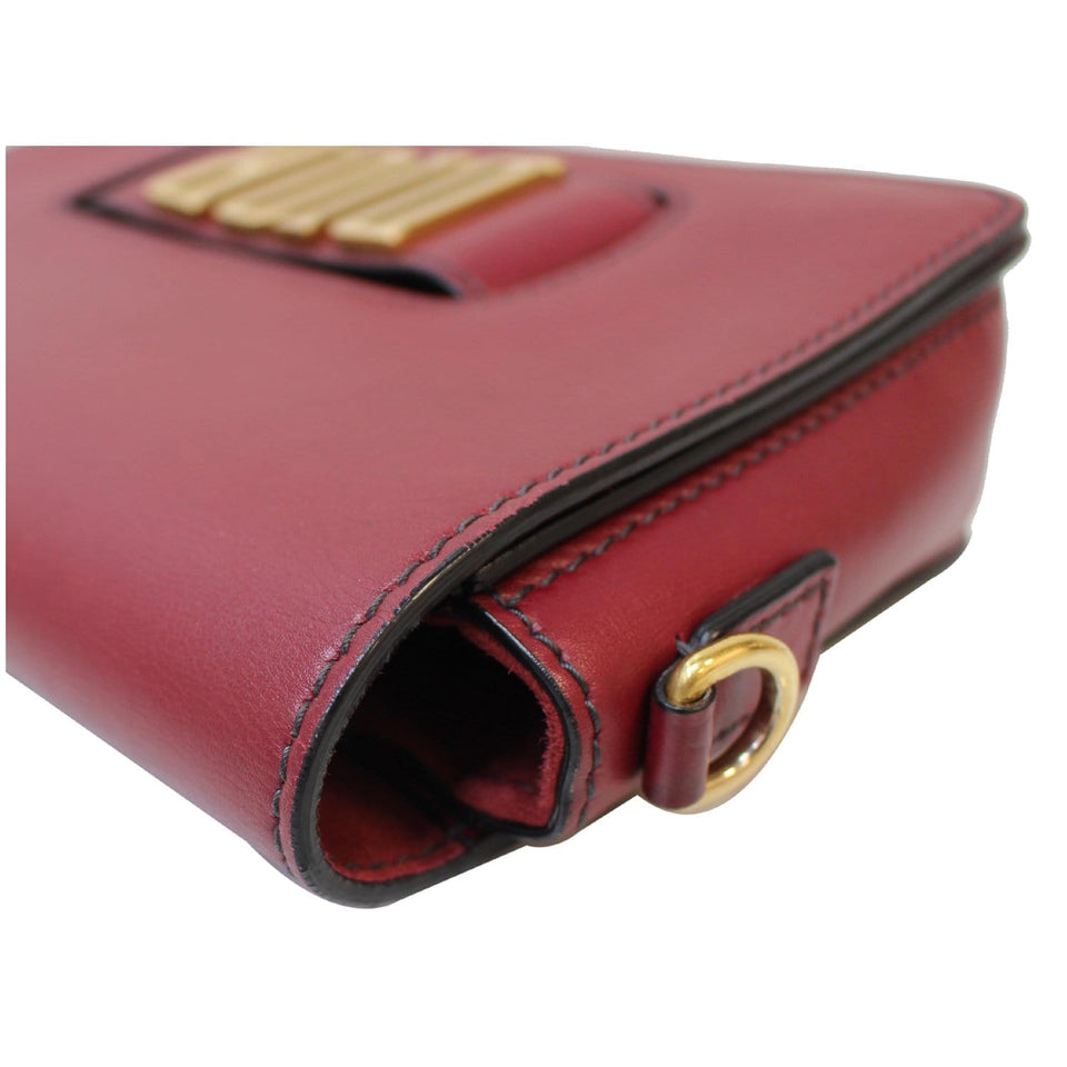 Christian Dior Dio(r)evolution Flap Calfskin Shoulder Bag Dark Red