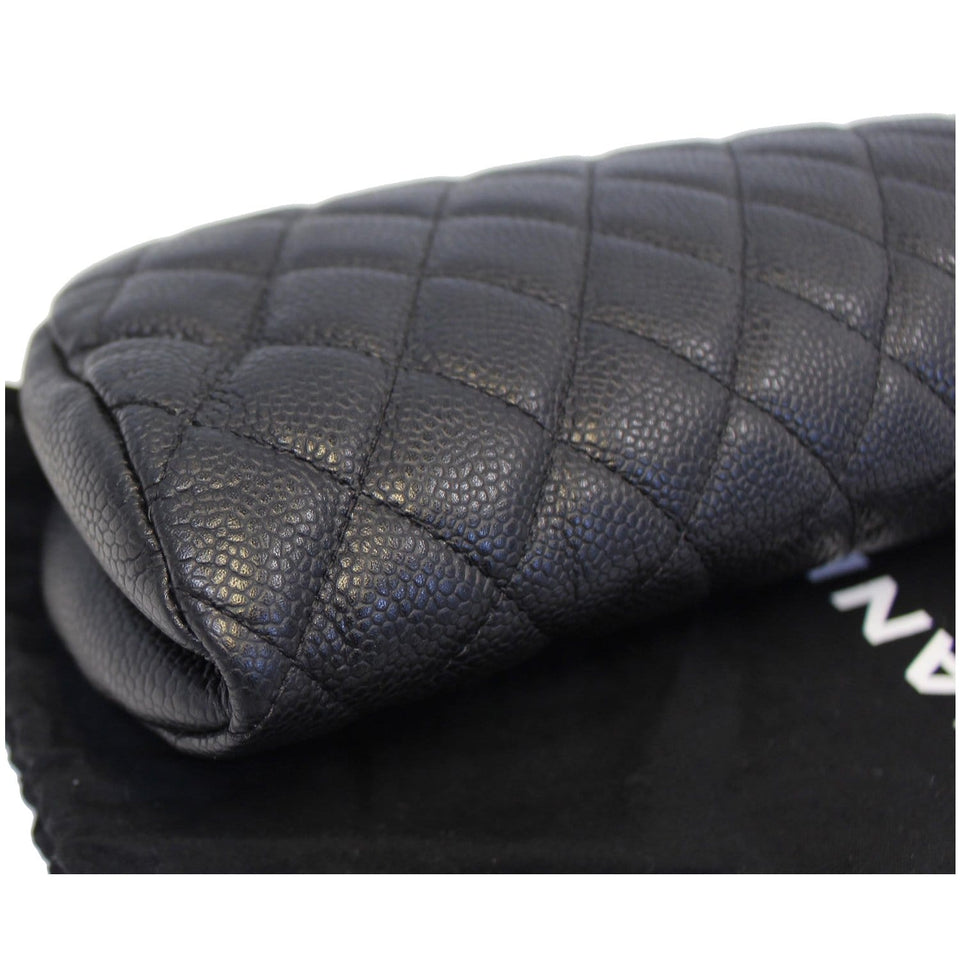 Chanel Timeless Caviar Quilted Leather Clutch Black