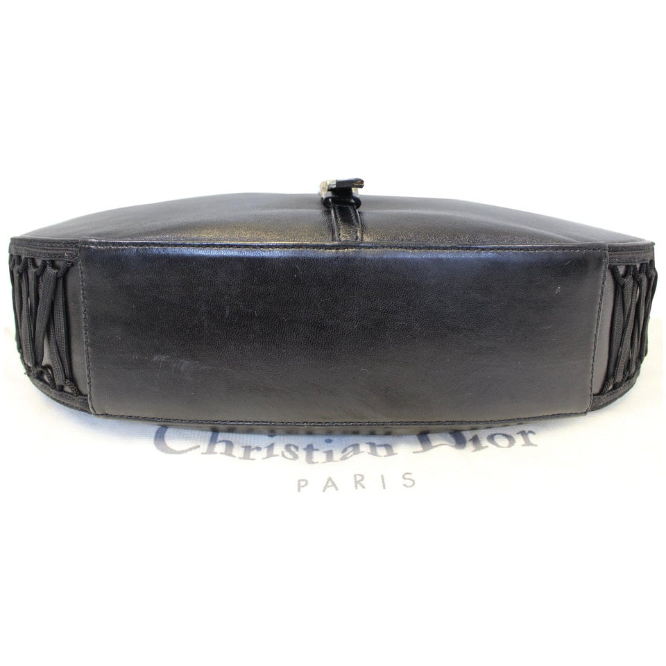 Christian Dior Lace Up Admit It Leather Hobo Bag Black