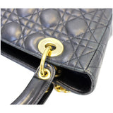 Christian Dior Mini Lady Dior Lambskin Cannage Satchel Bag Black