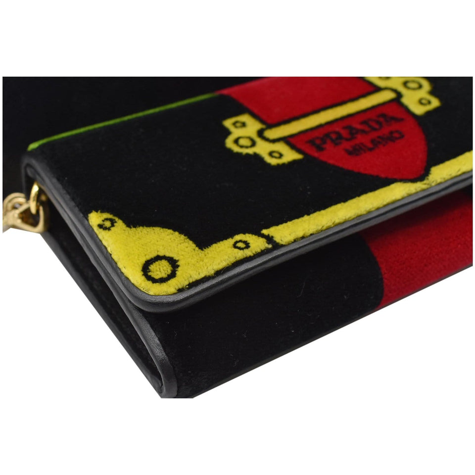 Prada Cahier Velvet Clutch Bag Multicolor