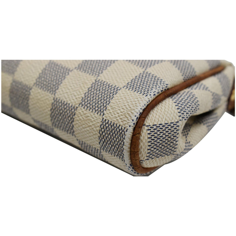 Louis Vuitton Pochette Eva Damier Azur Clutch Crossbody Bag White