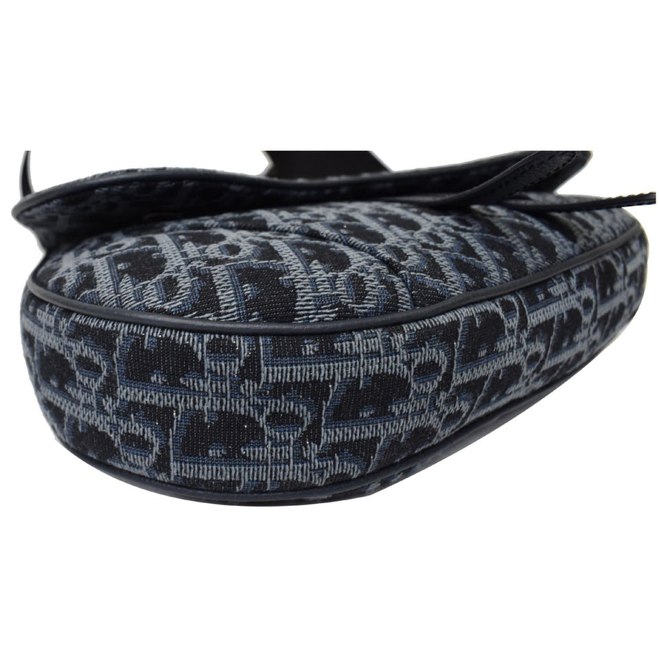 Christian Dior Saddle Oblique Jacquard Crossbody Bag Black