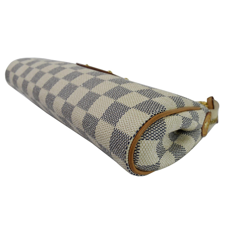 Louis Vuitton Pochette Eva Damier Azur Clutch Bag White