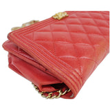 Chanel Boy Woc Lambskin Leather Wallet On Chain Clutch Bag Red