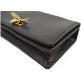 Christian Dior Bee Leather Pouch Clutch Bag Black