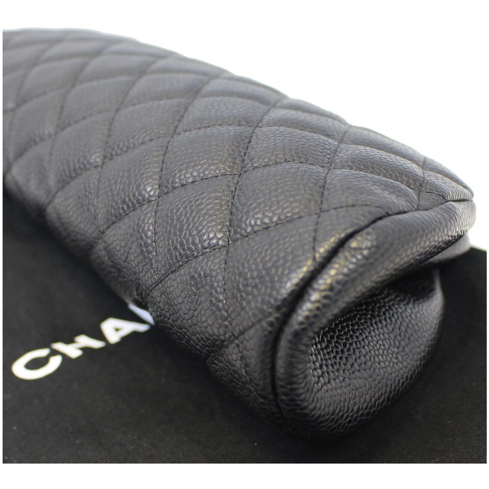 Chanel Timeless Caviar Quilted Leather Clutch Black