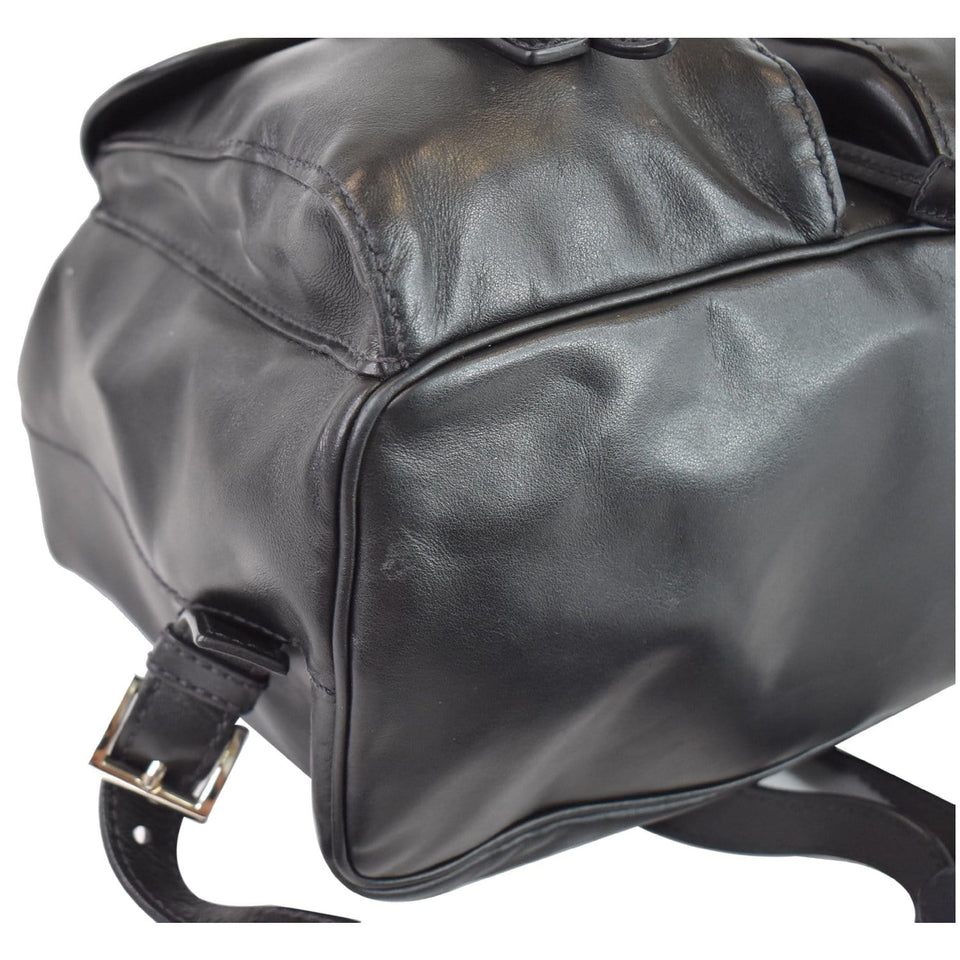 Prada Milano Double Pocket Leather Backpack Bag Black