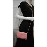 Chanel Timeless Caviar Leather Wallet On Chain Clutch Crossbody Bag Pink