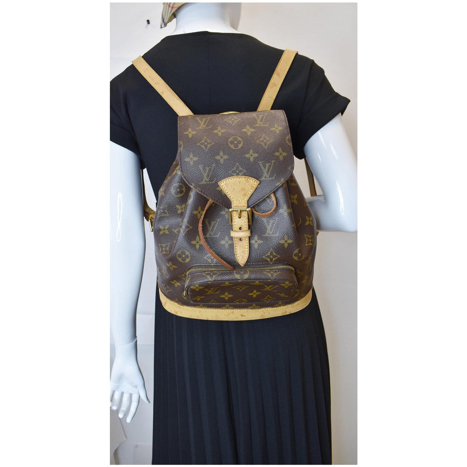 Louis Vuitton Montsouris MM Monogram Canvas Backpack Bag Brown