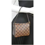 Louis Vuitton Trousse Damier Ebene Makeup Pochette Clutch Bag Brown