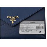 Prada Envelope Leather Chain Clutch Blue 1MF002