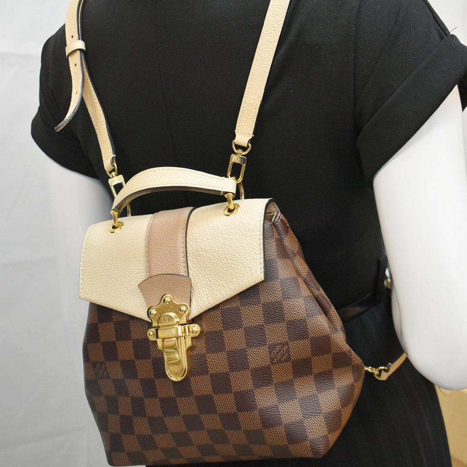 Louis Vuitton Clapton Damier Ebene Backpack Bag Creme Beige