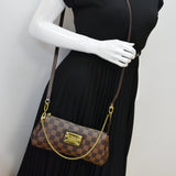 Louis Vuitton Eva Pochette Damier Ebene Clutch Crossbody Bag Brown
