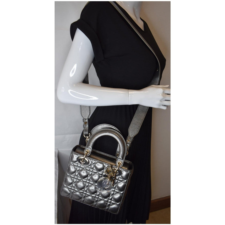 Christian Dior My ABCDior Grained Calfskin Shoulder Bag Gunmetal