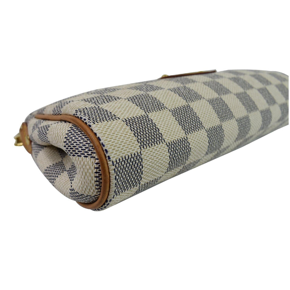 Louis Vuitton Pochette Eva Damier Azur Clutch Bag White