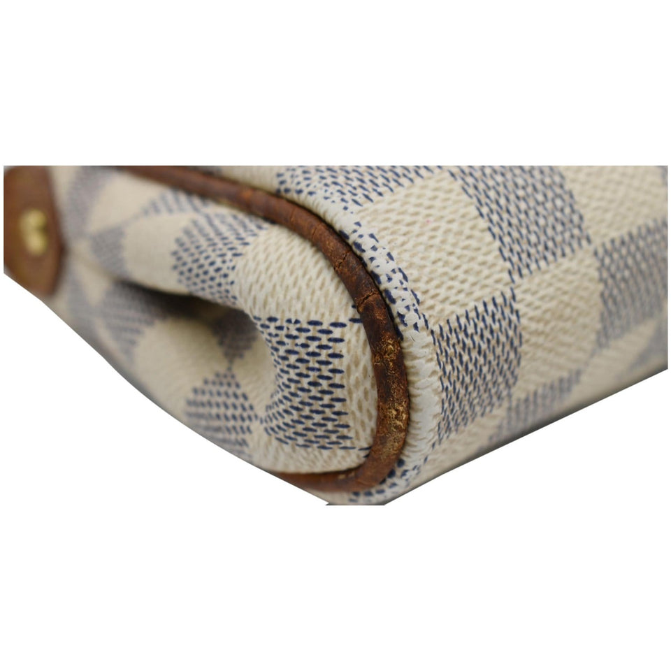 Louis Vuitton Pochette Eva Damier Azur Clutch Crossbody Bag White