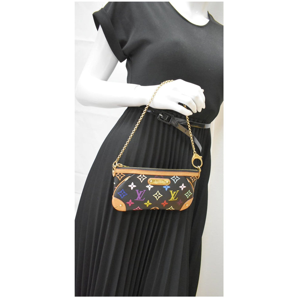 Louis Vuitton Milla MM Monogram Pochette Clutch Bag Multicolor