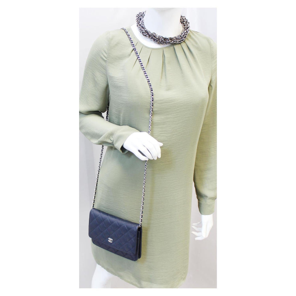 Chanel Wallet On Chain WOC Clutch Crossbody Bag Navy