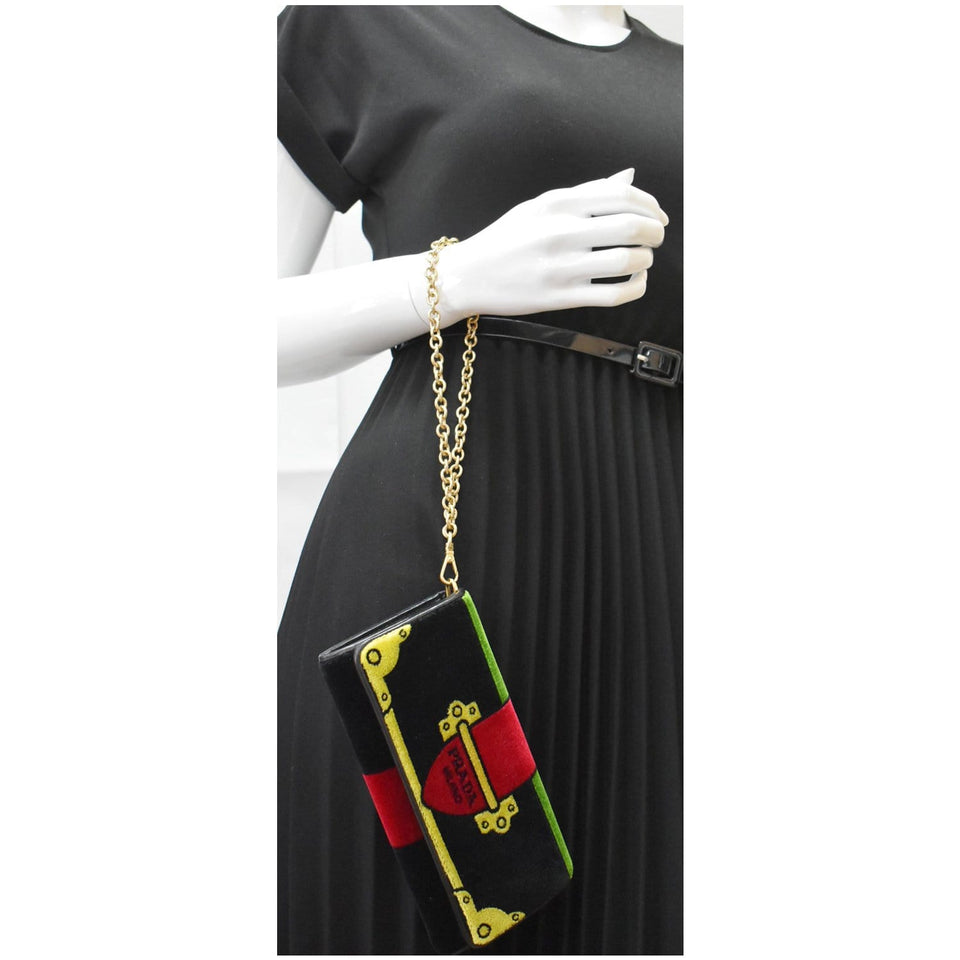 Prada Cahier Velvet Clutch Bag Multicolor