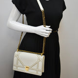 Christian Dior Small Diorama Studded Leather Flap Shoulder Bag White