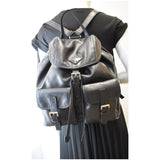 Prada Milano Double Pocket Leather Backpack Bag Black