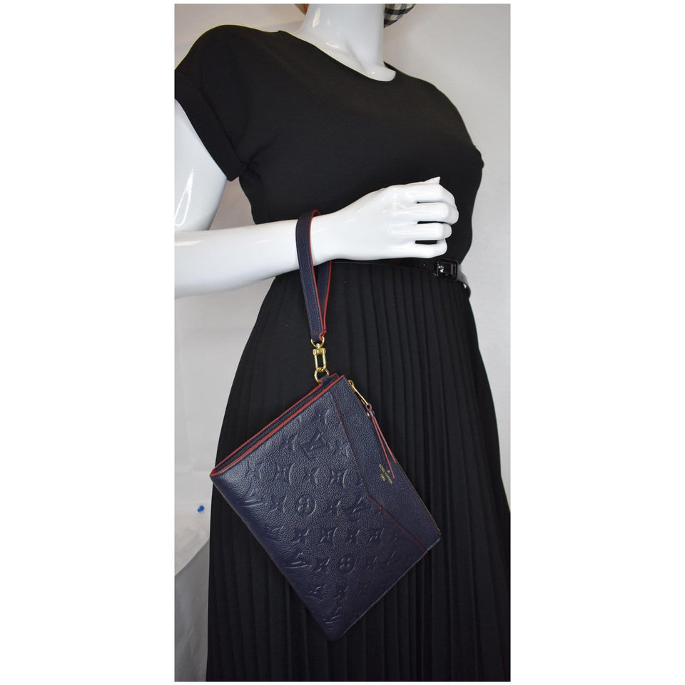Louis Vuitton Melanie MM Monogram Empreinte Clutch Bag Black
