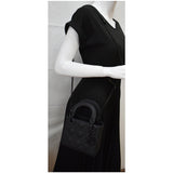 Christian Dior Mini Lady Dior Cannage Calfskin Leather Shoulder Bag Matte Black