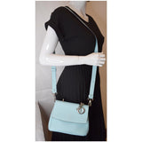 Christian Dior Be Dior Small Leather Flap Shoulder Bag Light Blue