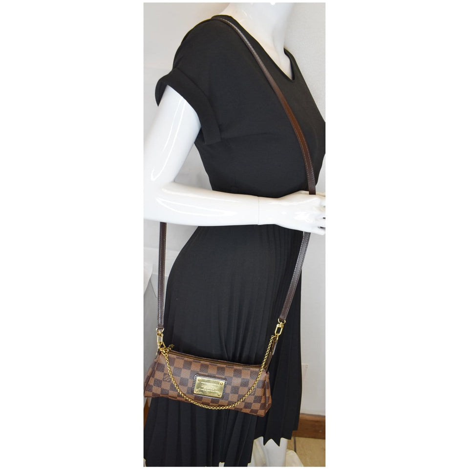Louis Vuitton Eva Damier Ebene Pochette Clutch Crossbody Bag